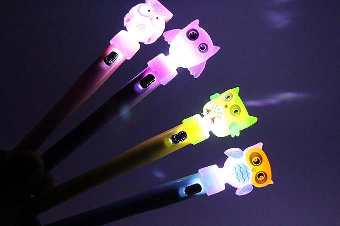 Beautiful Cartoon Unicorn Light Gel Pens – 0.5mm Blue Ink, Pack of 4 – Cute Writing Pens for Kids, Birthday Return Gifts & Party Favors