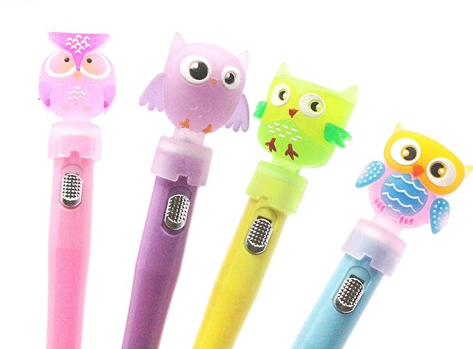 Beautiful Cartoon Unicorn Light Gel Pens – 0.5mm Blue Ink, Pack of 4 – Cute Writing Pens for Kids, Birthday Return Gifts & Party Favors