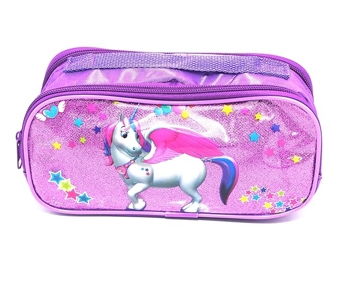 Jumbura Unicorn Theme Pencil Pouch for Kids – Glossy Cute Unicorn Zipper Pencil Case, Stationery Organizer for School, Birthday Return Gift, Girls Pencil Bag