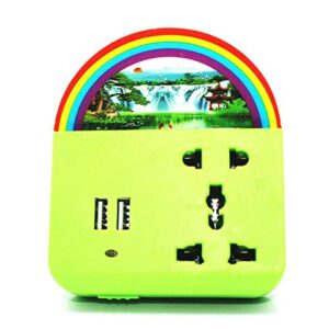 4-in-1 Automatic Sensor Night Lamp – Dual USB Charging Ports, Mobile Stand & Universal Socket (Green)