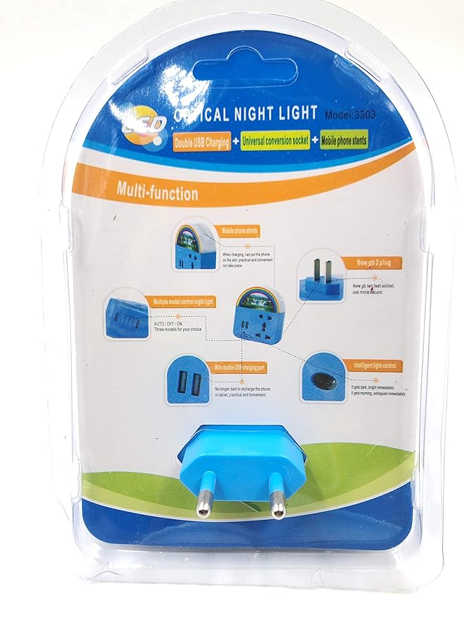 4-in-1 Automatic Sensor Night Lamp – Dual USB Charging Ports, Mobile Stand & Universal Socket (Green)