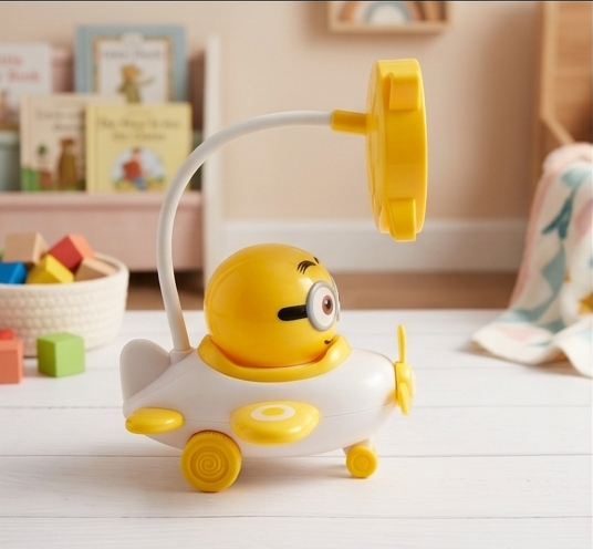 Kids Helicopter Lamp – Multi-Color Shade, 2-Way Lighting, Decorative Table Light, Yellow