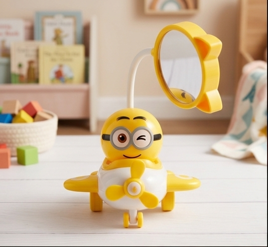 Kids Helicopter Lamp – Multi-Color Shade, 2-Way Lighting, Decorative Table Light, Yellow