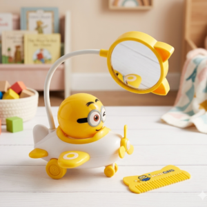 Kids Helicopter Lamp – Multi-Color Shade, 2-Way Lighting, Decorative Table Light, Yellow